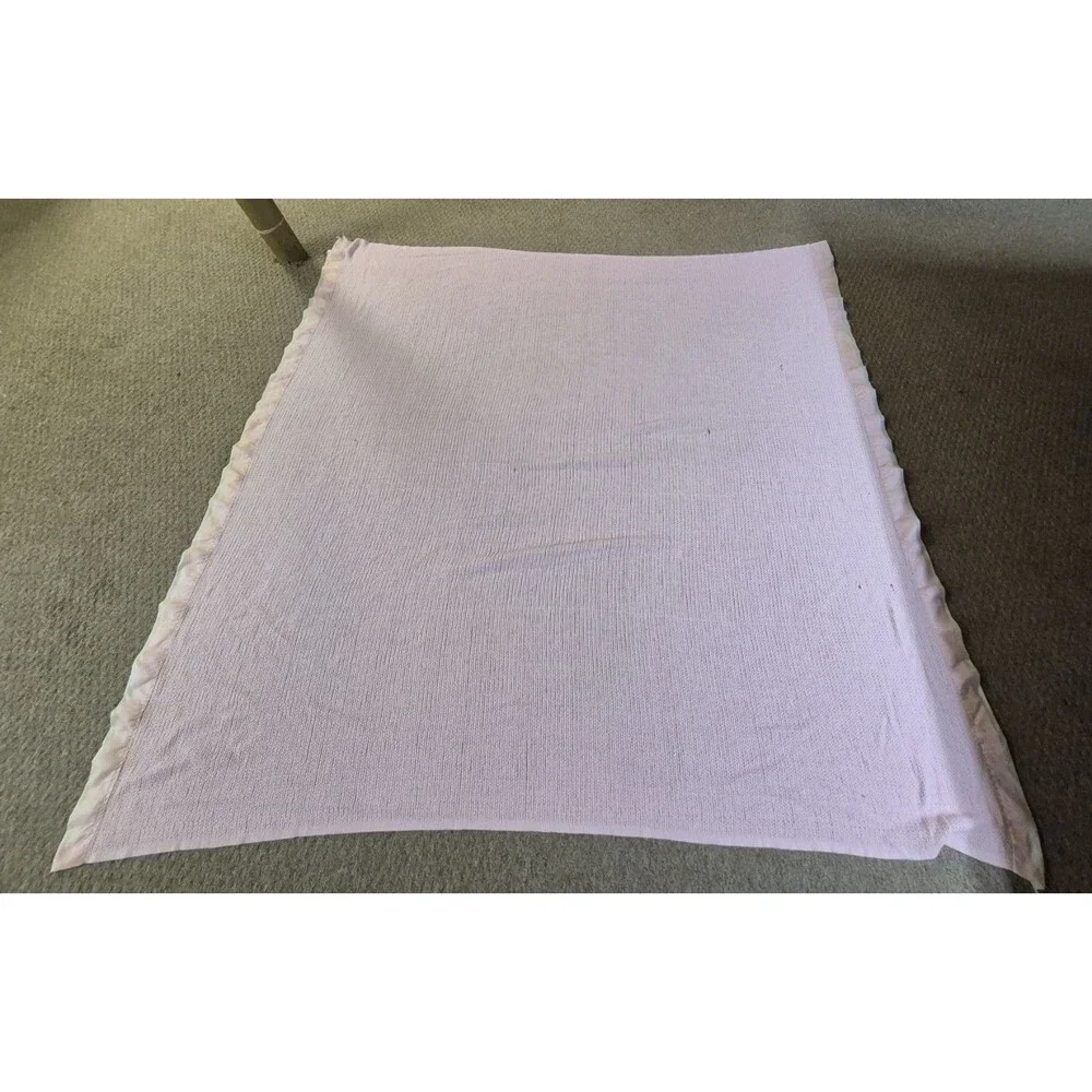 Thermal Waffle Weave Blanket Light Pink Satin Binding 72x78